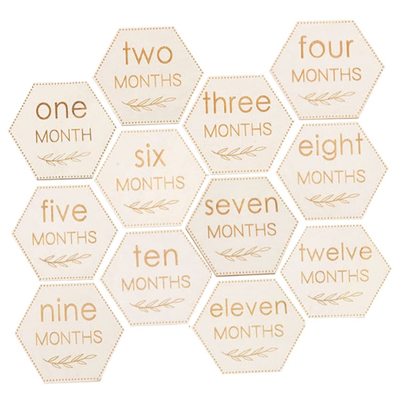 Wooden Milestone Cards For Newborn Photo Props 12Pcs Safe Durable Design - Image 1